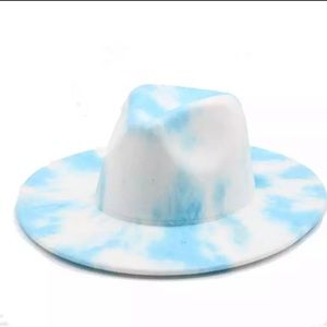 Blue and White Tie Dye Fedora